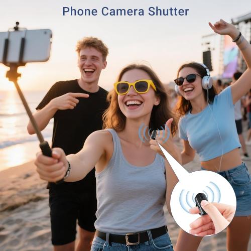 Phone Camera Remote Control with Zoom for iPhone & Android, Rechargeable Bluetooth Camera Remote with Front/Rear Camera Switch, Fingertip Wireless Bluetooth Clicker for Photo & Video Recording.