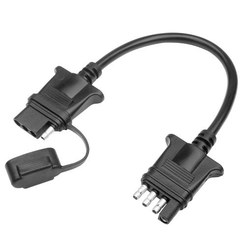 MECMO 4-Pin Flat Trailer Extension Cable 12 Inch, Heavy Duty 18AWG Copper 4 Way Wiring Connector Harness, Vehicle-Side and Trailer-Side 4 Prong Light Plug Hitch Wire Extension 1ft