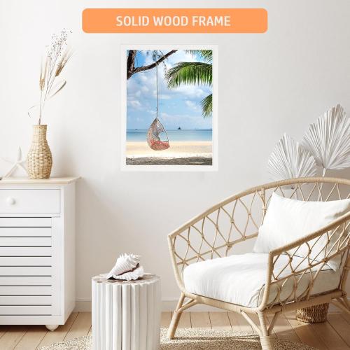 18x24 Wood Frame White, Natural Woodgrain 24x18in Picture Frame, Rustic Wooden 18 x 24 inch Gallery Wall Photo Poster Frame with HD Plexiglass, Horizontal Vertical Wall Mounting Display 1pcs