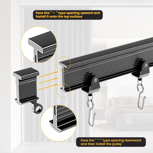 Flexible Bendable Ceiling Curtain Track, Ceiling Mount for Curtain Rail with Track Curtain System, Room Divider, Ceiling Curtain Rod, RV Ceiling Track for Curtains, 9.8 FT/ 3 M, Black