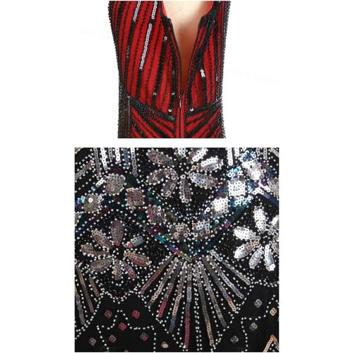 Whitewed. Size 10-12. Women Flapper Dress 1920S V Neck Sequin Beaded Fringed Vintage Art Theme Prom Party Dress