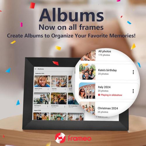 32GB FRAMEO 10.1 Inch Smart WiFi Digital Photo Frame 1280x800 IPS LCD Touch Screen, Auto-Rotate Portrait and Landscape, Built in 32GB Memory, Share Moments Instantly via Frameo App from Anywhere
