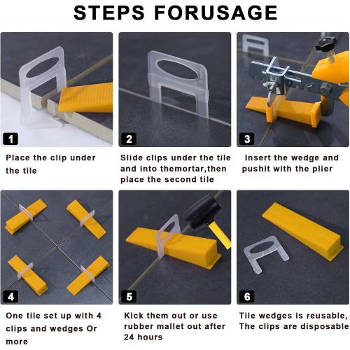 Tile Leveling System Clips 1/8 2000 Piece Tile Spacers Clips and 300 Piece Reusable Yellow Wedges for Tiles. Tile Tools Set for Professional Ceramic and Stone Installation