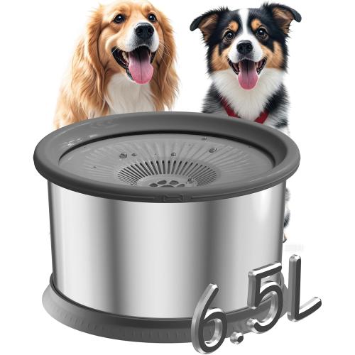 Product is new.  Box damage 6.5L Dog Water Bowl No Spill 1.6 Gallon Stainless Steel Water Bowl for Dogs 220oz Large Capacity No Splash Slow Drinking Feeder with Anti-Slip Mat for Messy Drinkers