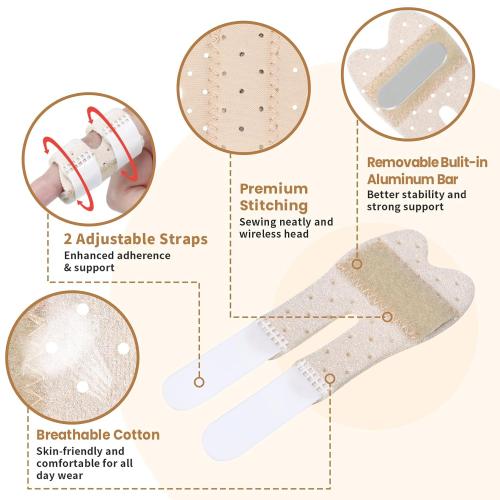 Trigger Thumb Splints, Finger Splint for Broken/Straightening/Arthritis, Breathable Thumb Brace for Thumb/Middle/Ring/Index/Pinky Finger, Beige, Short, 2pcs