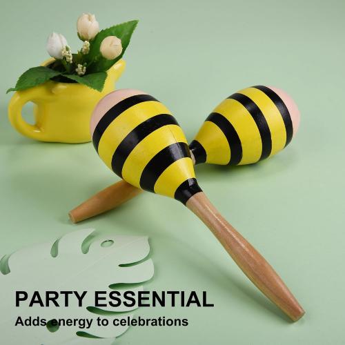 Maracas for Adults Kids, 2 Pcs 9 Inch Wooden Maraca for Party Favors, Yellow