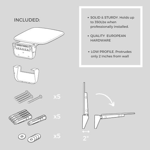 Folding Shower Seat Wall Mounted – Secure Fold Down Shower Bench, 350lbs Capacity, Space-Saving & Easy to Clean, Polished Chrome
