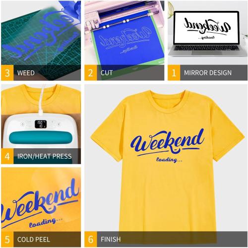 VinylRus Heat Transfer Vinyl-12 x 50ft Royal Blue Iron on Vinyl Roll for Shirts, HTV Vinyl for Silhouette Cameo, Easy to Cut & Weed