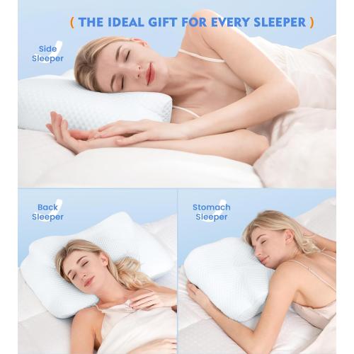 Osteo Cervical Pillow for Neck Pain Relief, Hollow Design Odorless Memory Foam Pillows with Cooling Case, Adjustable Orthopedic Bed Pillow for Sleeping, Support for Side Back Sleepers