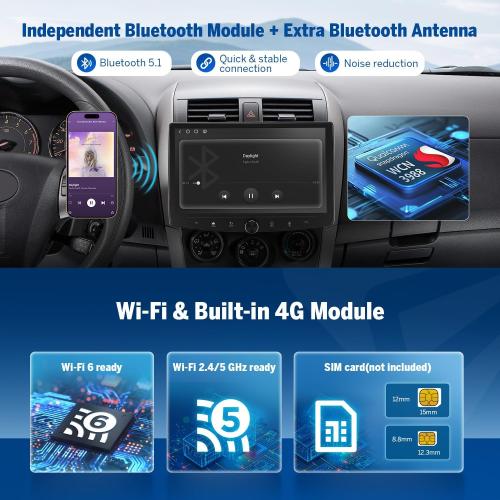 Eonon 6GB 64GB Double Din Car Stereo, 10.1 Inch Wireless CarPlay Android Auto Car Audio Receiver, Android 13 Touchscreen Navigation, Bluetooth, Backup Camera, 4G LTE, DSP -UX6SK-PLUS(UA13SK Upgrade