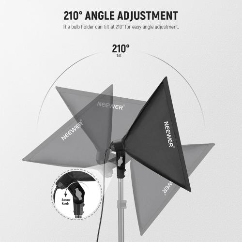NEEWER 350W Equivalent Softbox Lighting Kit, 5700K LED Light Bulb, 24x24 inches Softbox with E26 Socket, Photography Continuous Lighting Kit, Photo Studio Equipment, NK300