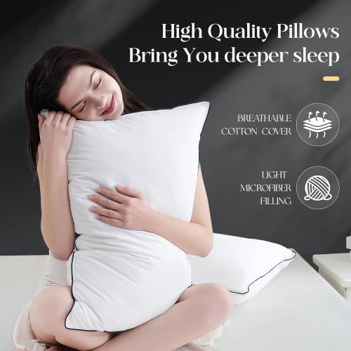 Luxurious Goose Down Bed Pillows King Size Set of 2