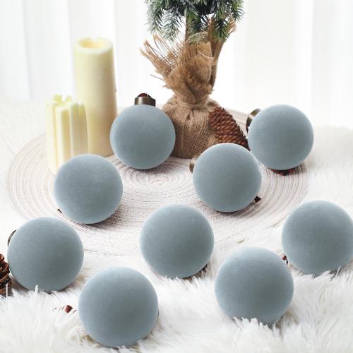 Liliful 15 Pcs Velvet Christmas Balls Bulk Flocked Christmas Tree Ball Ornaments Plastic Xmas Decorative Hanging Ornaments(Dusty Blue,3.15 Inch)