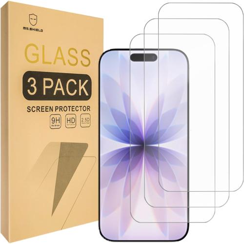 Mr.Shield Screen Protector compatible with iPhone 17 / iPhone 17 Pro [6.3 Inch] [Tempered Glass] [3-PACK] [Japan Glass with 9H Hardness]