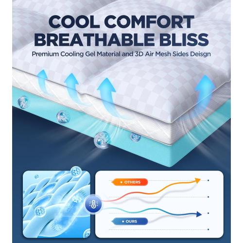 Dual Layer Memory Foam Mattress Topper for Pain Relief with 2X Support, 2 Fluffy Pillow Top Queen Mattress Topper Plus 2 Odor-Free Cooling Gel Memory Foam Ultra Comfort Mattress Pad Cover