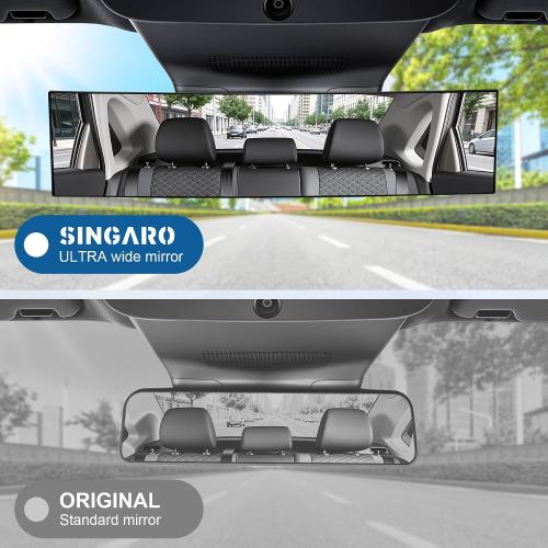 Panoramic Car Rear View Mirrors, Universal Convex Rearview Mirror Extender, Chrome Anti-glare Clip Wide Angle Mirror Reduce Blind Spot Interior Accessories for Car, Truck, SUV, RV(12 Inch)