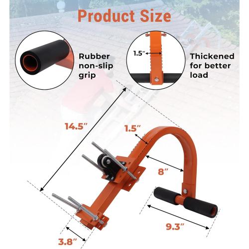 2 Pack Heavy Duty Steel Ladder Hooks for Roof with Wheel & Rubber Grip T-Bar - 500 lbs Weight Capacity, Compatible with Little Giant, Extension Ladders, Easy Access Steep Roofs