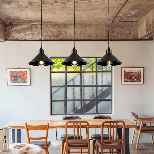 Black Plug in Pendant Light, 2 Pack Industrial Hanging Lamp Black Vintage Pendant Lighting Fixtures with 15ft Cord On/Off Switch for Kitchen Island Dinning Hall Bedroom