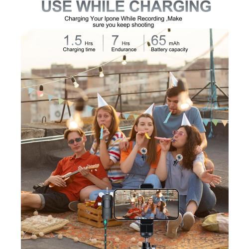 PQRQP 3 in 1 Professional Wireless Lavalier Microphone for iPhone, Android, Camera, Wireless Microphones, Mini Microphone, Crystal Clear Sound Quality for Recording, Live Streaming, Microphone Clips