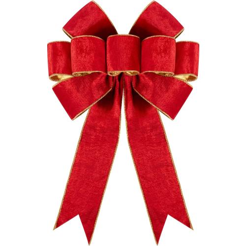 1Pack Large Christmas Bows Velvet Red Bows Holiday Red Christmas Bows Decorations for Wreath Velvet Bows Decor for Christmas Tree Topper, Front Door, Outdoor(14 * 12 inch)