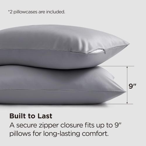Bedsure Zipper Pillow Cases King, Cooling King Pillow Cases Set of 2, Rayon Derived from Bamboo Cooling Pillowcase for Hot Sleepers, Soft & Breathable Pillow Covers, Gifts, Dark Grey, 20x36 Inches