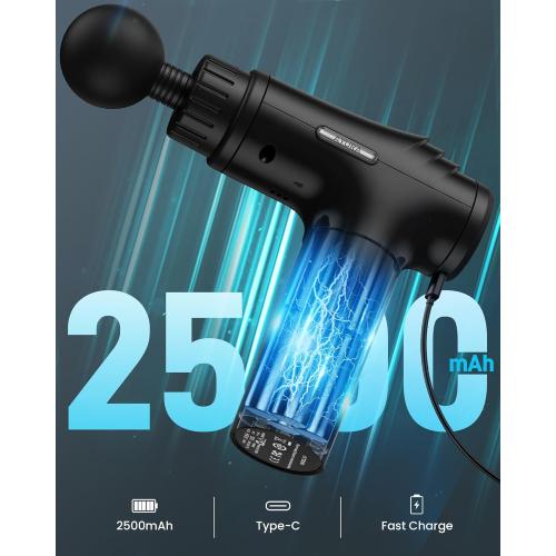 AYURA Massage Gun Deep Tissue, Muscle Massager Gun for Pain Relief, Percussion Massage Gun with 30 Speeds & 6 Heads, Portable Handheld Back Massage Gun for Athlets Men Women