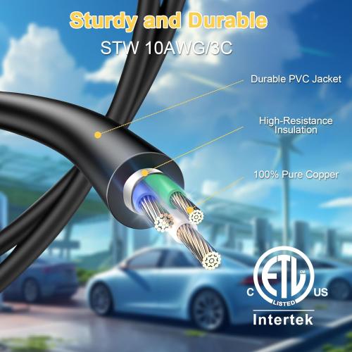EV Charger Adapter Cord Compatible with NEMA 10-30P to 14-50R, 30 Amp 3 Prong Dryer to 50 Amp 4 Prong EV for Tesla or EV Level 2 Charging, EV Adapter Cord with Handle, ETL Listed