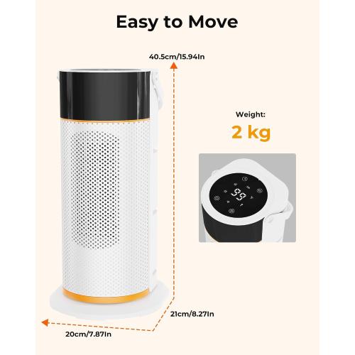 Portable Electric Space Heater - 1500W PTC Ceramic Fast Safety Heat Heater with Remote, Timer, 70 Swing, LED Display and Child Lock for Office Bedroom Home Indoor Use