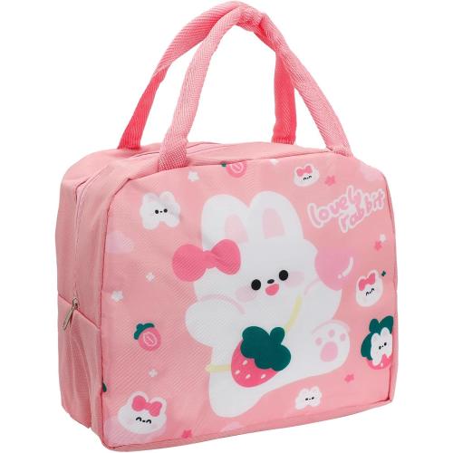 Insulated Lunch Bag, Insulated Lunch Box Bag Refrigerated Lunch Tote Bag, Suitable for Men and Women Work Picnic (Pink Strawberry Bunny)