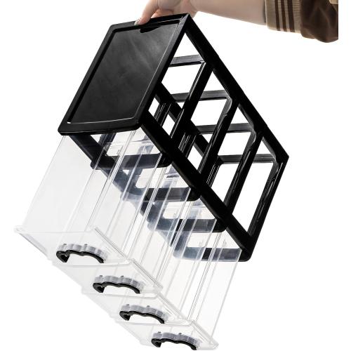 Desktop Organizer with 4 Drawers, Clear Plastic Storage Drawer Unit, Small Desk Organizer Storage Box, Durable Storage Bin Container Case for Countertop Stationery Pens Makeup Office Supplies