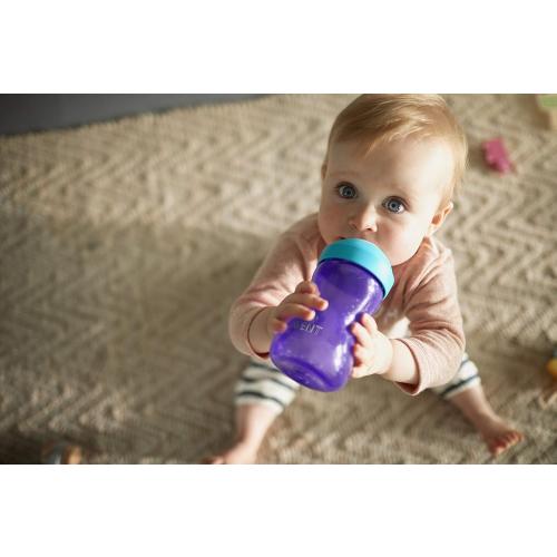 Philips AVENT My Grippy Spout Sippy Cup with Soft Spout and Leak-Proof Design, Pink/Purple, 10oz, 2pk, SCF801/22