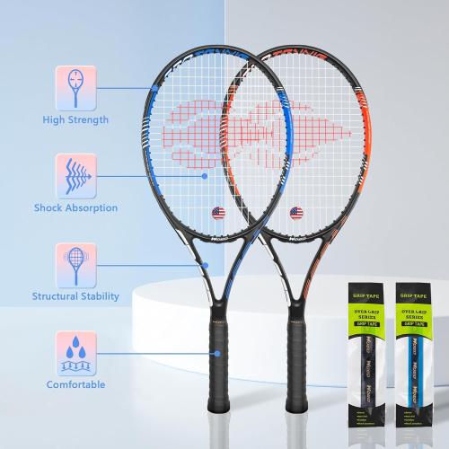 Adult 2 Player Tennis Racket Perfect for Beginner and Professional Players, 27” Speed Tennis Racquet Include Tennis Balls, Overgrips, Tennis Bag, Vibration Dampe, Cover