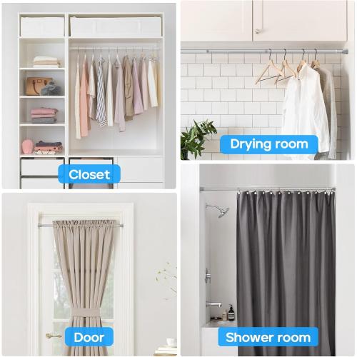 Silver Tension Curtain Rod for Windows 28 to 48 Inch