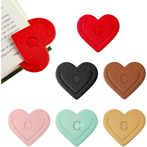 Personalized Leather Heart Bookmark with Initial, Cute Letters Custom Corner Book Mark for Reading Women, Student, Book Lovers, Teacher Appreciation Gifts, Book Accessories (J)