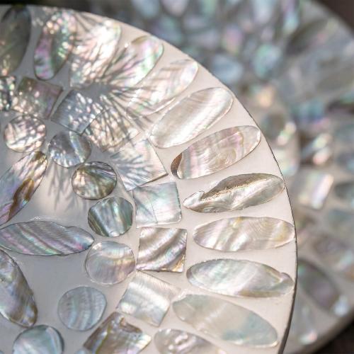 Novabright 6 Pcs Shell Wall Decor 11.8 Inches Natural Mother of Pearl Shell Plate Coastal Wall Art Mosaic Sculpture Handmade Hanging Plates Arts for Bedroom Bathroom Home Office Hotel