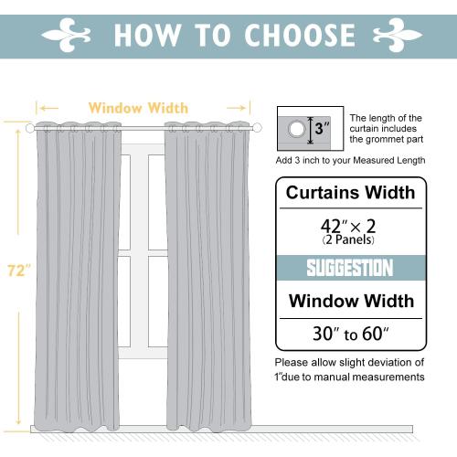 ChrisDowa 100% Blackout Curtains 72 inch Long for Bedroom with Black Liner, 2 Thick Layers Total Blackout Thermal Insulated Grommet Window Curtains 2 Panels Set (Beige, 42 x 72 Inch)
