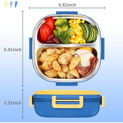 Bento Box for Kids,Stainless Steel-2-Compartment - Complete Lunch Set with Portable Cutlery - Ideal for Children Under 3 Years Old - Dishwasher Safe & BPA-Free(Blue)