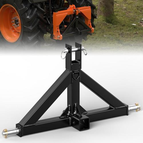 3 Point 2 Trailer Hitch Receiver Compatible with Quick Hitch for Category 1 Tractors, Heavy Duty Tractor Mover Drawbar, Farm Equipment and Subcompact Trailer Hitch for Tractor Standard Cat 1(Black)