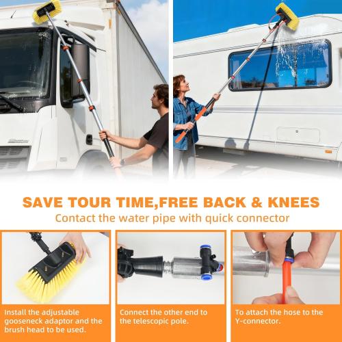 Car Wash Brush With 4-16ft Extension Pole