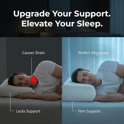High Profile Pillow for Heavy People & Big Guys - Extra Thick Sleep Support for Broad Shoulders, Side Sleepers & Large Frame Adults 25X15X5.5”