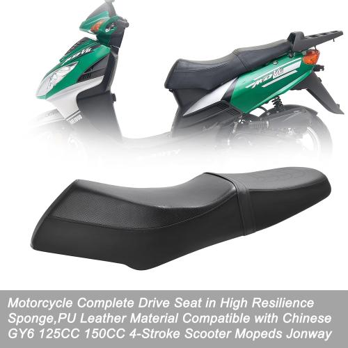 Minho Motorcycle Complete Drive Seat in High Resilience Sponge,PU Leather Material Compatible with Chinese GY6 125CC 150CC 4-Stroke Scooter Mopeds Jonway