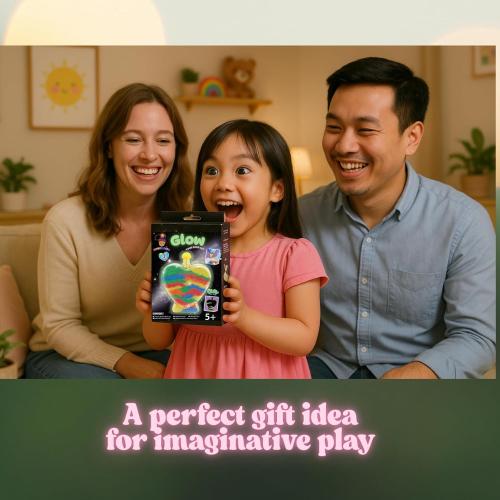 MAGICACORN Glow Sand Art Kit for Kids – DIY Creative Craft Activity, Sand Art Bottle with Glow-in-The-Dark Effect, Arts and Crafts Gift for Kids Age 5-12, Fun Busy Activity, Gift Ideas (Heart Bottle)