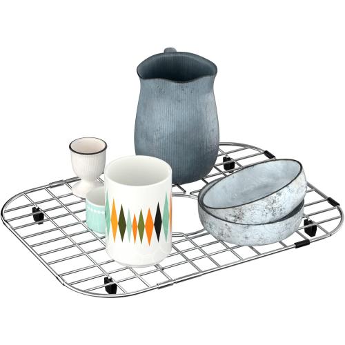 Size 18 Color Silver Sink Grid Protector, 18 Bottom Sink Grates, Sink Protector with Corner Radius, Kitchen Sink Protector Center Drain Hole, Sink Steel Bottom Grid -18L X 13.4W