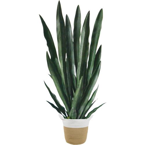 Artificial Snake Plant, 3ft Fake Sansevieria with Basket, 35 Fake Mother in Law Plants, Perfect Faux Potted Plant Greenery for Indoor Home Office Store Lifelike Decoration (Green)