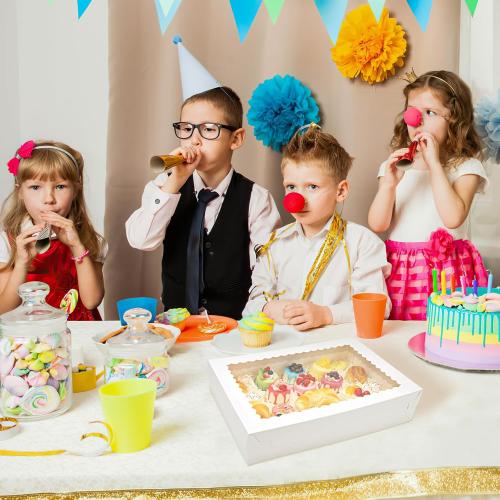 10 Sets Sheet Cake Boxes with Lids, Large 19x14x4 Inch Rectangle Quarter Sheet Cake Boxes with Window for Bakery Cakes Package