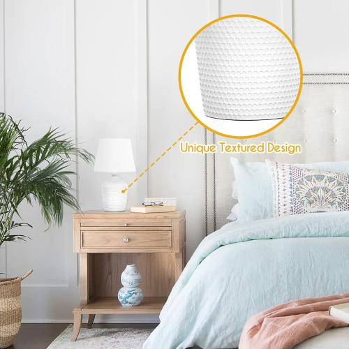 Sucolite Small 11.8 Table Lamps Set of 2, Bedside Nightstand Lamps for Bedroom Kid’s Room, Cute Desk Lamps with Studded Texture Base for Reading Nursery Living Room Office, White