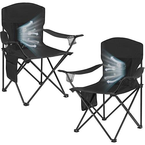 2 Pack Camping Chairs with Fan, Lightweight Camp Chair 300LBS Portable Foldable Chairs for Adults & Teens, Compact with Carry Bag for Camping, Beach, Picnics, Outdoor