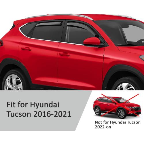 Voron Glass in-Channel Extra Durable Rain Guards for Hyundai Tucson 2016-2021, Window Deflectors, Vent Window Visors, 4 Pieces - 200730
