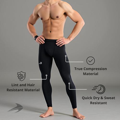Size 2XL CompressionZ Men's Compression Pants for Workout, Sports|Base Layer Running Tights Leggings