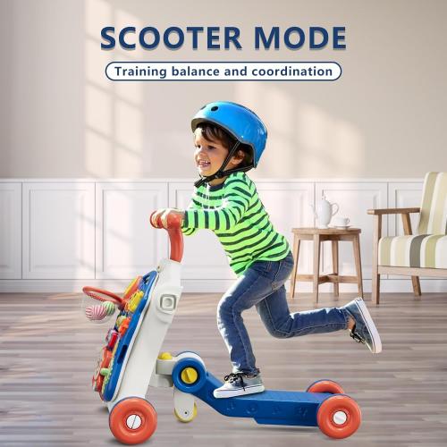5 in 1 Baby Push Walker for Baby Boy, Activity Center Learning to Walk, Sit to Stand, Early Learning Push Toys for Infant 12 Months, Walking Toys Gift for Toddler Boys, Blue